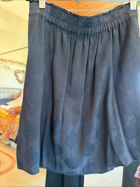 LOFT Black Textured Circle Skater Skirt